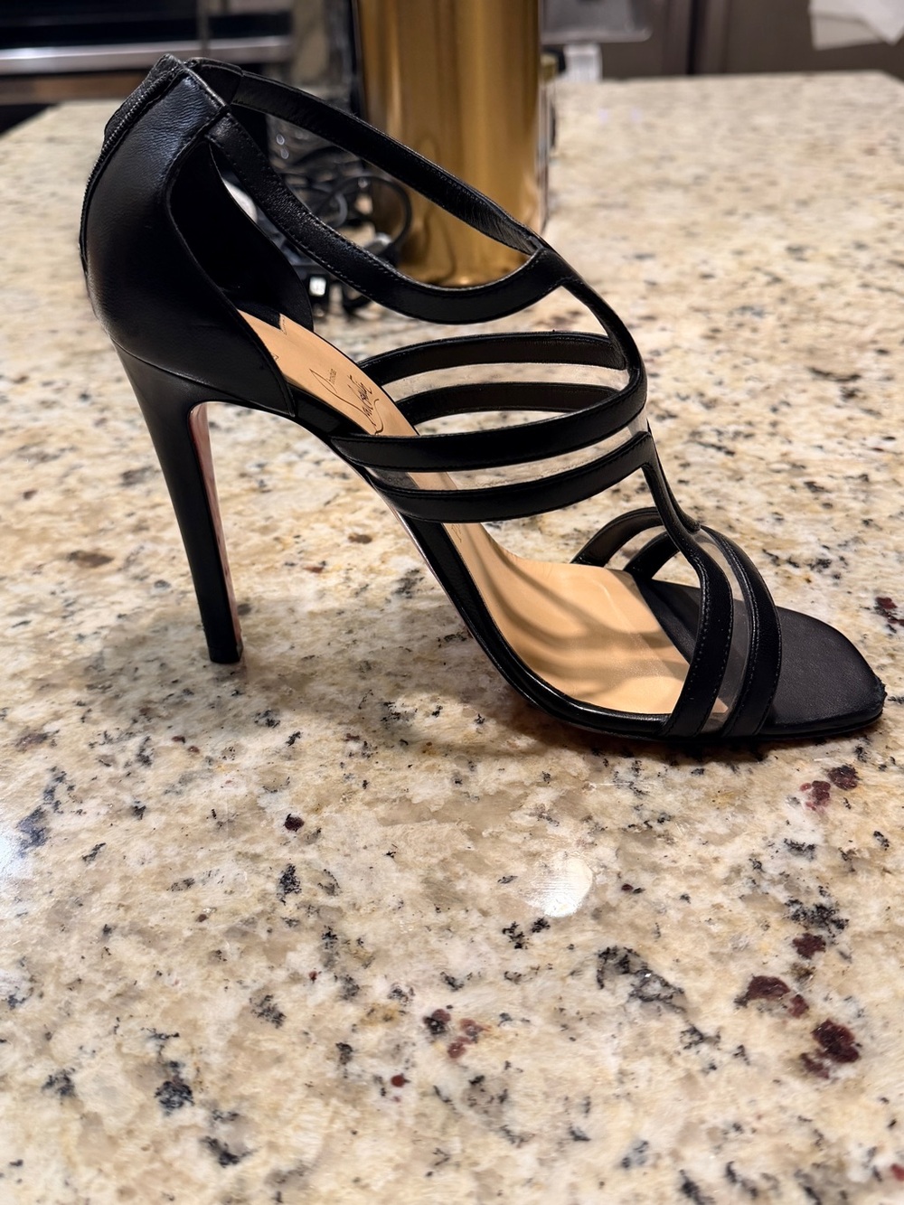 Christian Louboutin Black Strappy Stiletto Sandals